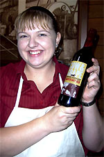 Fiona Kemp with the anniversary red wine